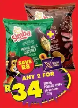 Shoprite Simba potato chips all variants offer