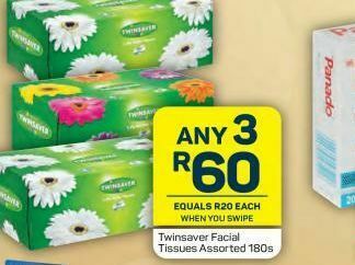 Pick n Pay Twinsaver facial tissues 3 offer