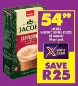 Shoprite Jacobs instant coffee sticks all variants offer