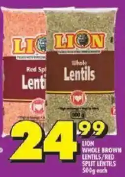 Shoprite Lion whole brown lentils/ red split lentils offer