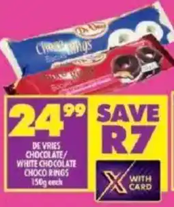 Shoprite De vries chocolate/ white chocolate choco rings offer