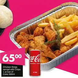 Save Hyper Chicken Strips served with Chips + a Can of Coke offer
