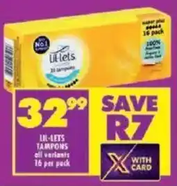 Shoprite Lil-lets tampons all variants offer