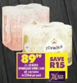 Shoprite J.c. le roux sparkling wine cans all variants offer