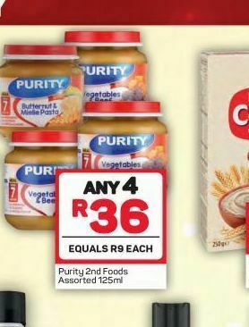 Pick n Pay Hypermarket Purity baby food 4 offer