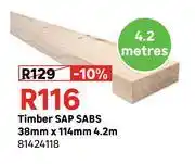 Leroy Merlin Timber SAP SABS 38mm x 114mm 4.2m 81424118 offer