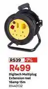 Leroy Merlin Digitech Multiplug Extension Reel 16 Amp 15m 81440132 offer