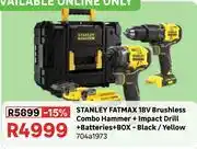 Leroy Merlin Stanley Fatmax 18V Brushless Combo Hammer + Impact Drill + Batteries + Box Black/Yellow 704a1973 offer