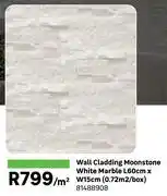 Leroy Merlin Wall Cladding Moonstone White Marble L60cm x W15cm (0.72 Sqm/Box) 81488908-Per Sqm offer