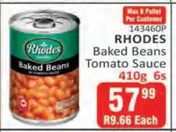KitKat Cash and Carry RHODES Baked Beans Tomato Sauce 410g 6s offer