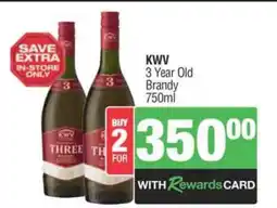 Spar Tops KWV 3-Year Old Brandy 750ml offer