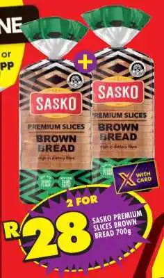 Shoprite Sasko Premium Slices Brown Bread 700g offer