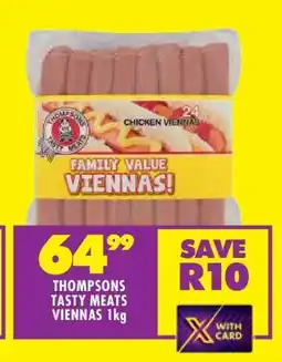 Shoprite THOMPSONS TASTY MEATS VIENNAS 1kg offer