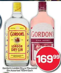 Pick n Pay Gordon’s London Dry or Flavoured Gin Assorted 750ml Each offer