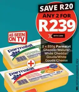 Checkers Parmalat Cheddar/ Mature/ White Cheddar/ Gouda/ White Gouda Cheese offer
