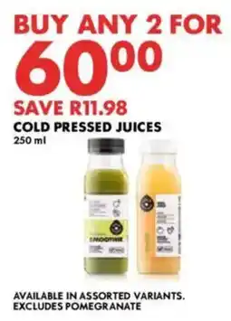 Woolworths Cold pressed juices offer