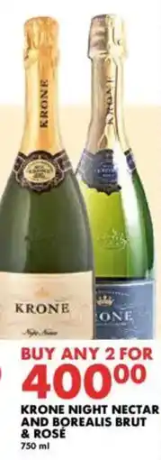 Woolworths Krone night nectar and borealis brut & rosé offer