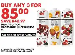 Woolworths 100% fruit or vegetable juice blends offer