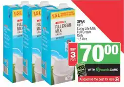 Spar SPAR UHT Long Life Milk Full Cream offer