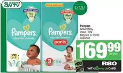 Spar Pampers Active Baby Value Pack Nappies or Pants Assorted offer