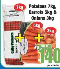 Boxer Potatoes 7kg, Carrots 5kg & Onions 3kg offer