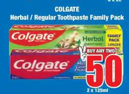 Boxer COLGATE Herbal / Regular Toothpaste Family Pack offer
