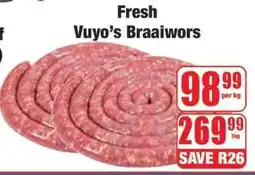 Boxer Fresh Vuyo's Braaiwors offer