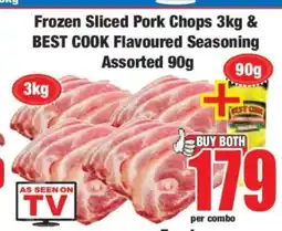 Boxer Frozen Sliced Pork Chops 3kg & BEST COOK Flavoured Seasoning Assorted 90g offer