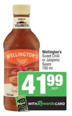 Spar Wellington's Sweet Chilli or Jalepeno Sauce offer