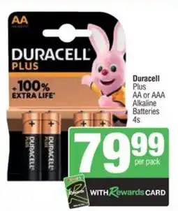 Spar Duracell Plus AA or AAA Alkaline Batteries offer