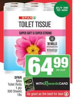 Spar SPAR Mini Toilet Rolls 1 ply 300 Sheets offer