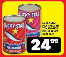 Usave Lucky star pilchards in tomato/ hot chilli sauce offer