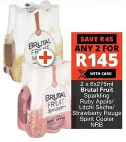 Checkers Liquor Shop Brutal Fruit Sparkling Ruby Apple/ Litchi Sèche/ Strawberry Rouge Spirit Cooler NRB offer