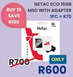 Matrix Warehouse Netac eco 16gb msd with adapter offer