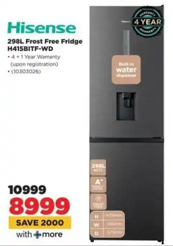 HiFi Corp Hisense Frost Free Fridge H415BITF-WD offer