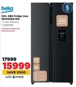 HiFi Corp Beko SBS Fridge Inox GNO532B-WD offer