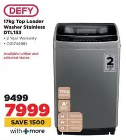 HiFi Corp DEFY Top Loader Washer Stainless DTL153 offer