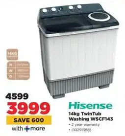 HiFi Corp Hisense TwinTub Washing WSCF143 offer