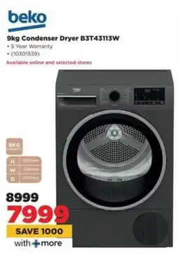 HiFi Corp Beko Condenser Dryer B3T43113W offer