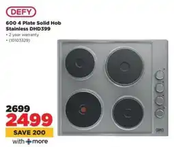 HiFi Corp DEFY 600 4 Plate Solid Hob Stainless DHD399 offer