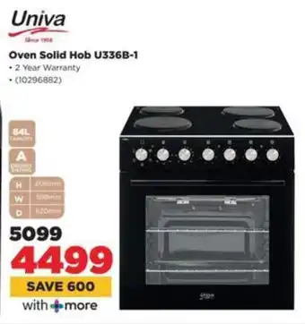 HiFi Corp Univa Oven Solid Hob U336B-1 offer
