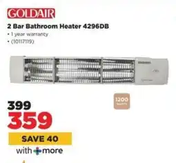 HiFi Corp Goldair 2 Bar Bathroom Heater 4296DB offer