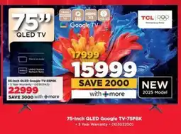 HiFi Corp TCL 75-Inch QLED Google TV-75P8K offer