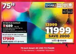 HiFi Corp Hisense 75-inch Smart 4K UHD TV-75A6N offer