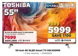 HiFi Corp TOSHIBA 55-inch 4K QLED Smart TV-55C450MN offer