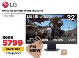 HiFi Corp LG UltraGear 32" QHD 180Hz 1ms Curve offer