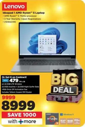 HiFi Corp Lenovo Ideapad 1 AMD Ryzen 5 Laptop offer