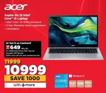 HiFi Corp Acer Aspire Go 15 Intel Core i5 Laptop offer