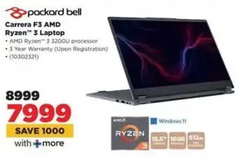 HiFi Corp Packard Bell Carrera F3 AMD Ryzen 3 Laptop offer