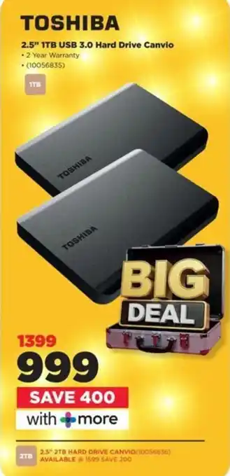 HiFi Corp TOSHIBA 2.5" 1TB USB 3.0 Hard Drive Canvio offer